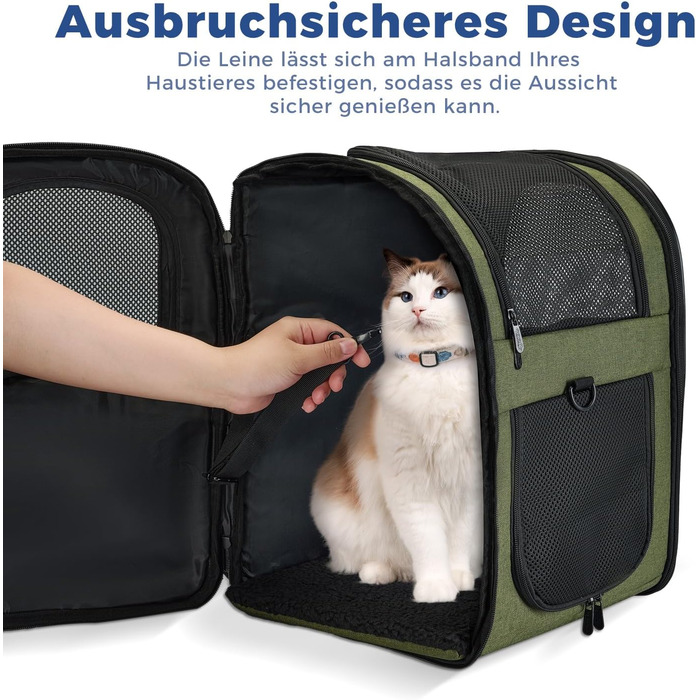 Рюкзак для собак та котів Apollo Walker - зручний та дихаючий рюкзак-переноска для малих тварин (2-15 кг), армійний колір