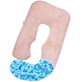 Подушка для вагітних AS AWESLING U-подібної форми, повного тіла, для годування, підтримки, знімний чохол (світло-зелений Memory Foam), рожевий Memory Foam