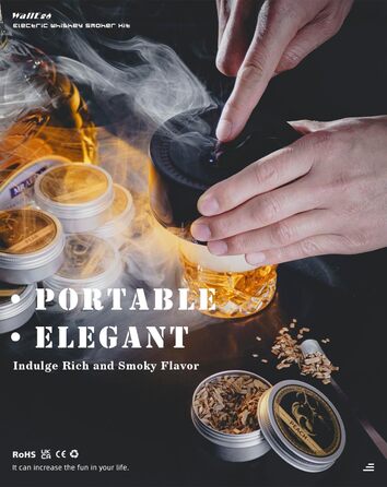 Електричний набір для копчення віскі з 6 ароматами, чанчики для диму, для коктейлів та бурбону, подарунок для батька, чоловіка та поціновувачів віскі