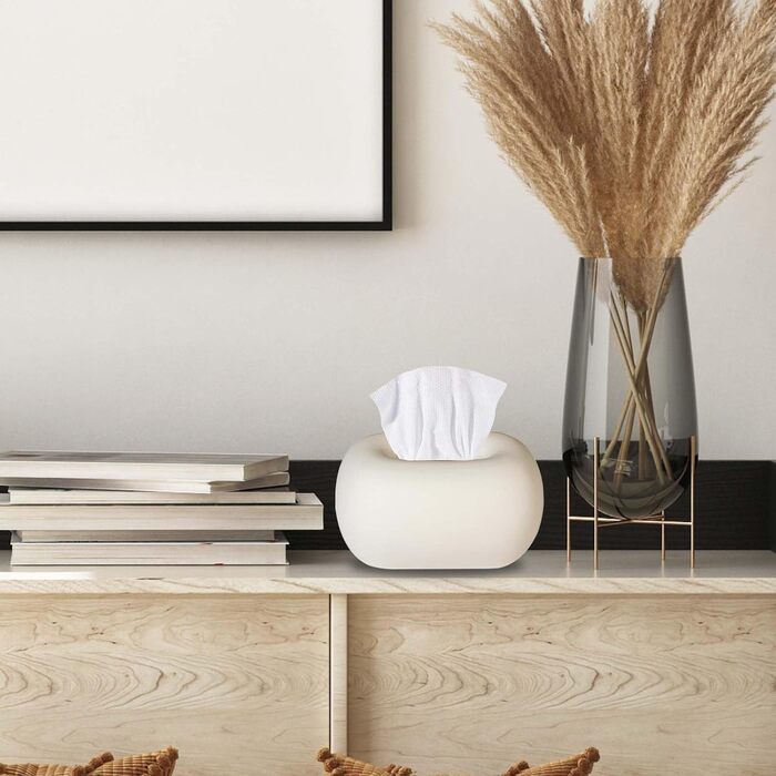 Ceramic Cosmetic Tissue Box, Tissue Box Made of Ceramic White Cosmetic Tissue Boxes Napkin Holder Decorative Tissue Box Dispenser Facial Tissue Organizer for Living Room Hallway Bathroom