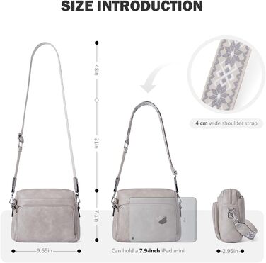 Сумка жіноча через плече MUIIKOLA кросбоді, екошкіра, бежево-сіра, з регульованим ремінцем