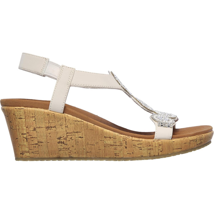 Босоніжки жіночі Skechers Beverlee Date Glam на танкетці, кремовий колір, 38 EU