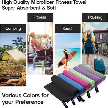 Набір рушників з мікрофібри 2 шт. | 180x60 см великий рушник для душу + 80x40 см маленький рушник для обличчя | Швидковисихаючі рушники з мікрофібри, спортивний рушник для фітнесу, пляжу, спортзалу (Чорний)