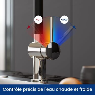 Змішувач для кухні CECIPA X203B чорного кольору з висувною насадкою, поворотний на 360°, з двома типами струменя, з нержавіючої сталі