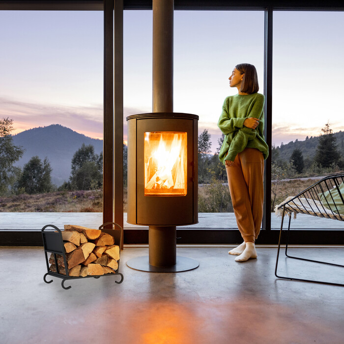 Relaxdays Folding Firewood Basket made of Metal