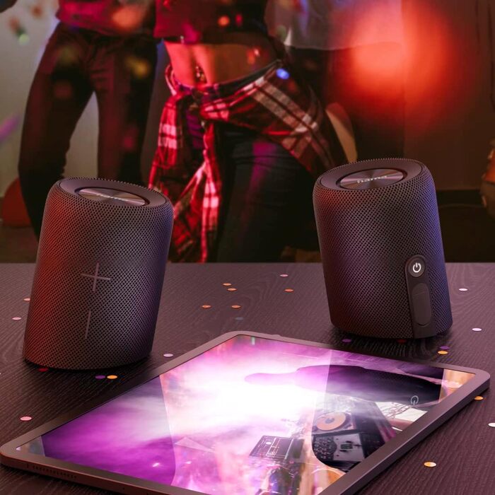 Hama Twin: Набір 2 Bluetooth колонок 30W, водонепроникні (IP67), чорні. Портативні, плавучі, до 10 годин роботи. True Wireless Stereo.