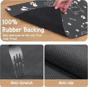 Килимок під миску для собак та котів, силіконовий, 30x50 см, водонепроникний, сірий