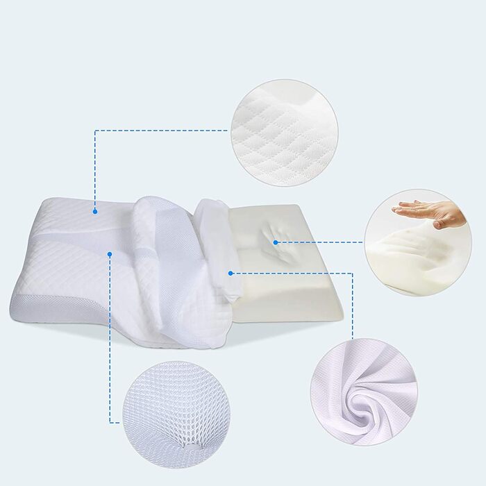 BANGSUN 1 x orthopedic pillow, height adjustable, bamboo cover, ergonomic.