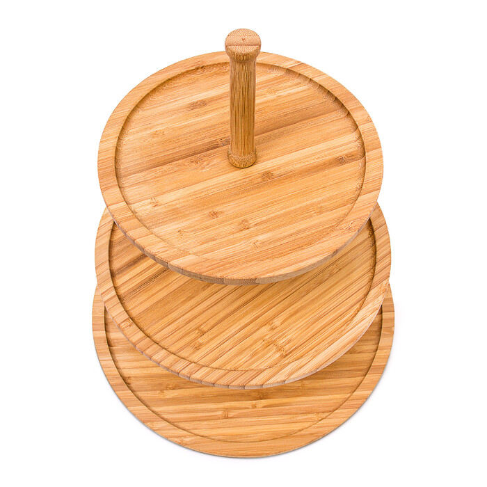 Relaxdays Bamboo Shelves with 3 Bowls