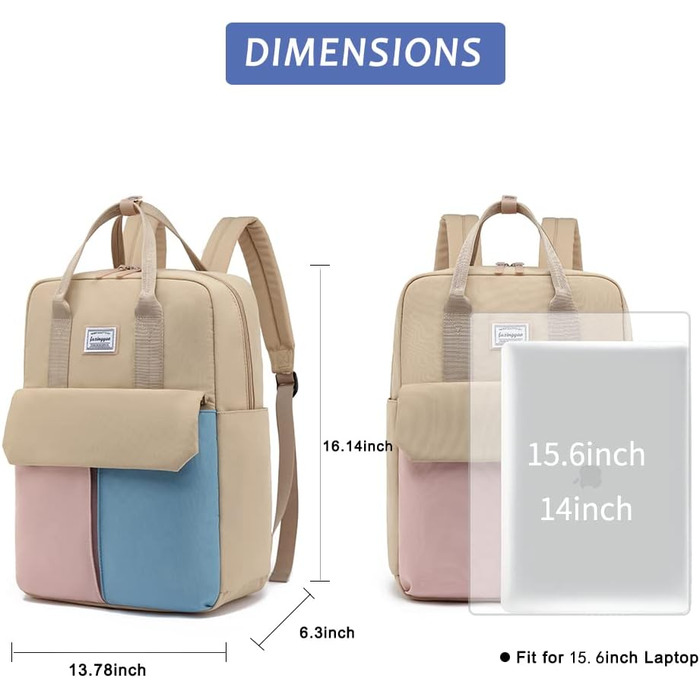 Рюкзак FUXINGYAO для жінок з відділенням для ноутбука 15,6 дюймів, антикрадійний, 23L, для подорожей та навчання