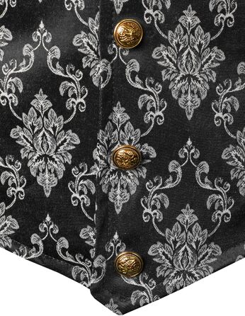 VATPAVE Вікторіанський костюмний жилет для чоловіків Steampunk Gothic, чорний та білий (S)