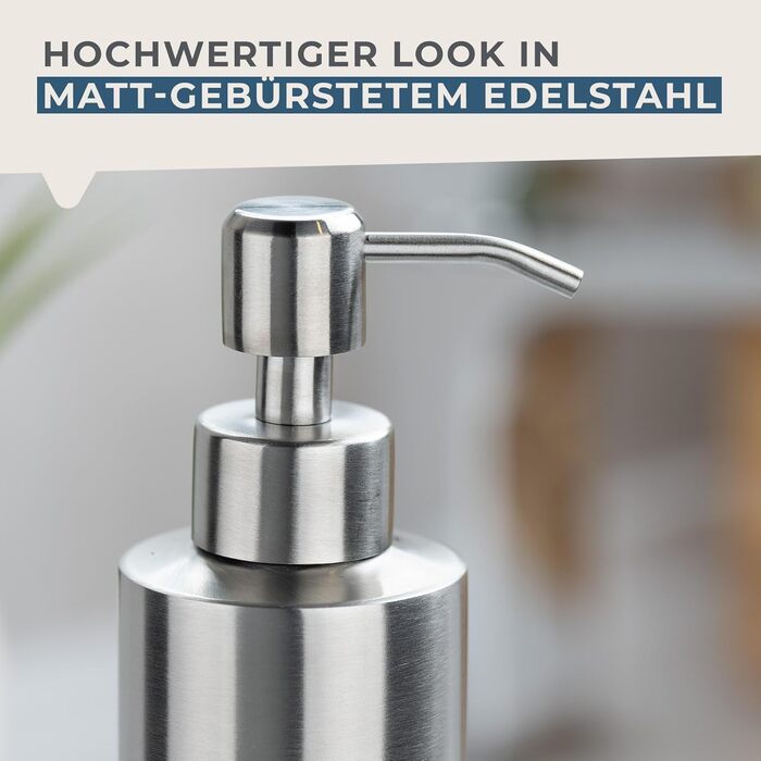 Fackelmann Soap Dispenser & Toothbrush Holder Tecno, liquid soap dispenser made of high-quality stainless steel, holder for 4 toothbrushes, high-quality toothbrush holder (color: matte silver), quantity: 1 x set of 2 (dispenser silver)