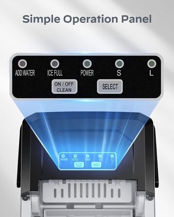 Машина для приготування льоду Silonn IM21 - портативна, самоочисна, 12 кг/день, 9 кубиків/6 хв, чорна