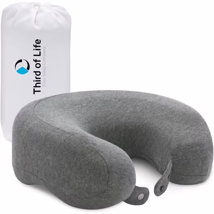 Neck Pillow for Airplane & Car | Orthopedic Travel Pillow Made of Ergonomic Memory Foam | Neck Support RONDAR with Cover | Effectively Against Neck Pain | Breathable Neck Pillow