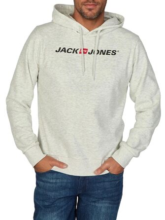 Чоловічий худі Jack & Jones JJMORTY Regular Fit з принтом, білий меланж