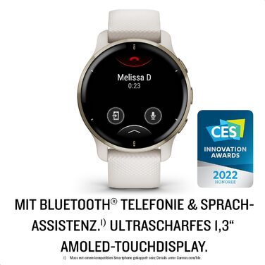 Розумний годинник Garmin Venu 2 Plus: GPS, фітнес, AMOLED, 25+ спортивних режимів, Music Pay (слонова кістка/кремовий)