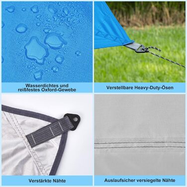 Намет WADEO для кемпінгу, водонепроникний, 4x3 м, з тентром та аксесуарами, ультралегкий, для відпочинку на природі - Хакі (3,6м x 3,6м, Синій)