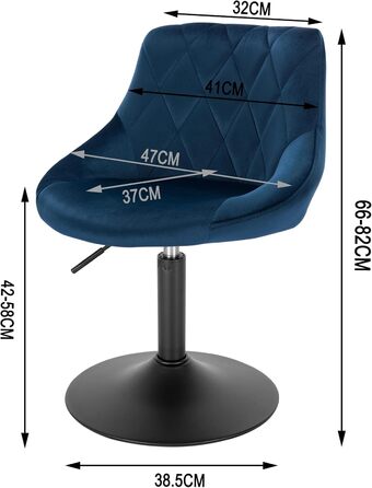 WOLTU Adjustable Swivel Bar Stool with Backrest - Dark Green Velvet Padded Chair