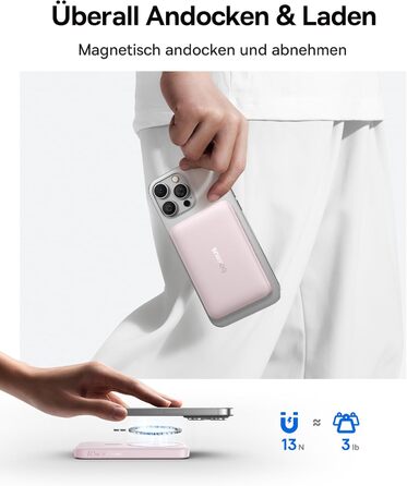 Power Bank Baseus EnerFill Qi2 MagSafe 10000mAh з PD 22.5W та бездротовою зарядкою 15W (Рожевий)