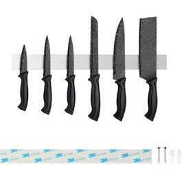 Magnetic Knife Strip 40cm, Stainless Steel Magnetic Knife Holder, Magnetic Knife Holder with Screw, Self-Adhesive Magnetic Strip for Knives and Utensils