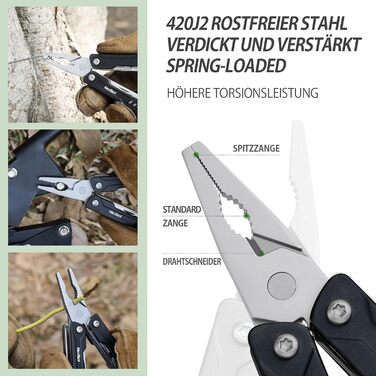 9-in-1 Mini-Multitool with Needle-Nose Pliers, Scissors, SIM Extractor, and Screwdriver - For Travel, EDC, TSA Approved, Blade-Free (Mini Sailor Lite) (Sailor S11-black)