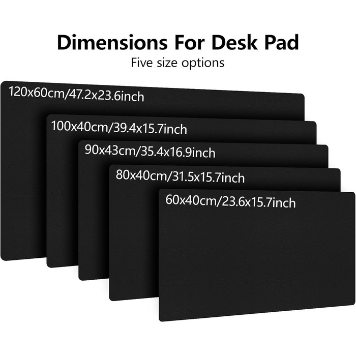Килимок для столу Niviy з екошкіри, XXL, 80x40 см, чорний. Нековзкий, водонепроникний, для офісу та дому.