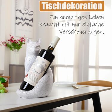 Wine Bottle Holder Organizer for Closet, Cat Sculpture for Tabletop, Countertop, Bar, Bar Cabinet, and Home Decor, Wine Lover Gifts for Women Men, White Wine Rack
