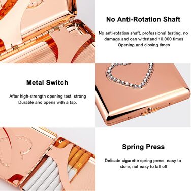 Металеве цукерничне пенал у формі серця Rosegold для 20 сигарет, 85's, подарунок на день народження/Новий рік