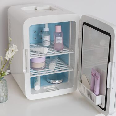 Flamingueo 10L Mini Fridge - 12V/220V Cosmetic & Skincare Fridge with LED & Mirror