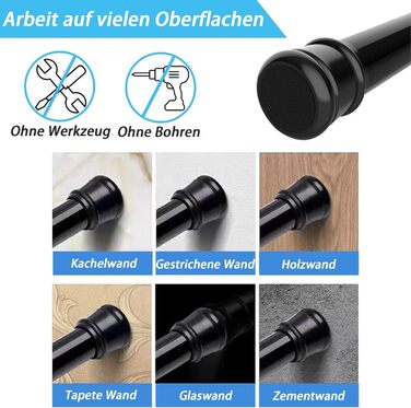 Штанга для штор без свердління, телескопічна, 83-160 см, діаметр 25 мм, для ванної, вікна, шафи, білий колір (1 шт.)