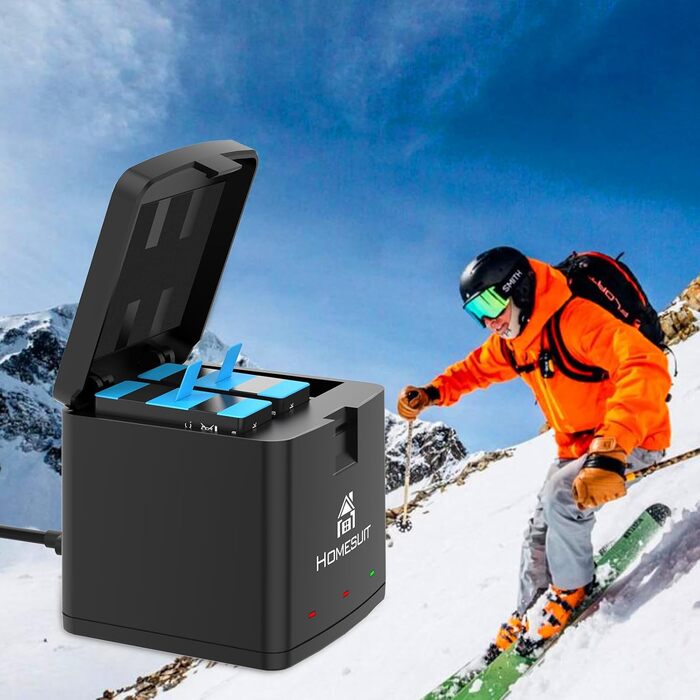 Набір акумуляторів Homesuit Hero 12/11/10/9 + LED зарядний пристрій USB-C (2 шт. акумулятори) для GoPro Hero 12/11/10/9 Black