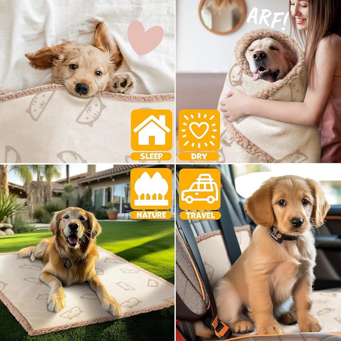 Водонепроникний плед для собак Lovpet® з флісу, плед для котів + 3 іграшки для жування, для собак та котів середніх та маленьких порід, 127 x 101 см, L, ручне прання, двосторонній захист дивану (Бежевий)