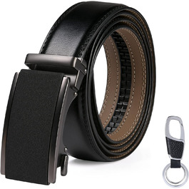 Чоловічий шкіряний ремінь Flintronic з автоматичною пряжкою, ширина 3.5 см, довжина 130 см, з лінійкою та брелоком, чорний