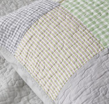 Комплект ковдр Chezmoi Collection Quinn: 3 шт. з квітковим візерунком гібіскуса, смугастий, з бавовни, легко переться – легка двостороння ковдра, розмір Queen (Плед Candy Patchwork Зелений Сірий)