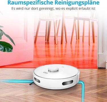 Робот-пилосос MEDION X10 SW з лазерною навігацією та функцією миття, 2700Pa, 2-в-1, створення карт, зони заборони, для кількох поверхів