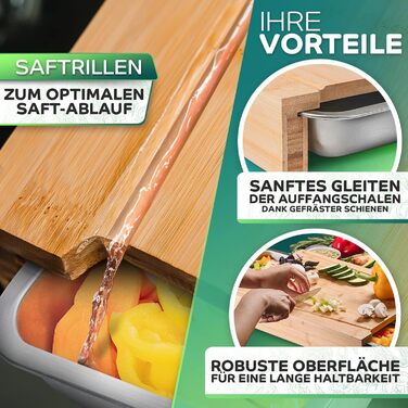 Loco Bird Cutting Board Wood with Catch Basin - Cutting Board with Stainless Steel Bowl - Bamboo Cutting Board Wood, Large Wooden Board Kitchen - Large Cutting Board - Kitchen Board, Wooden Cutting Boards, Board