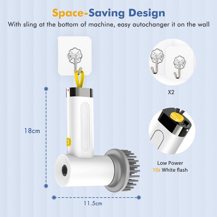 Electric Cleaning Brush, Spin Scrubber for Bathroom and Grout, Cleaning Brush for Household with 5 Brush Heads, 2 Modes Perfect for Deep Cleaning of Tiles, Kitchen, Grills, Glass, and Tires - LED Display