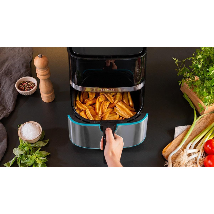 Аерофритюрниця Cecotec Cecofry Full Inox 5500 Pro, 5.5 л, 1700 Вт, цифрова безмасляна фритюрниця з корпусом із нержавіючої сталі та 8 режимами приготування