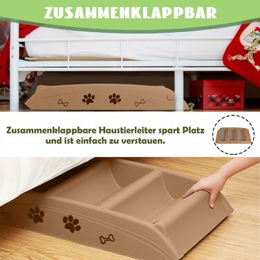 Сходинка для собак та котів SUBTLETY: розкладні сходи з 4 антиковзними сходинками, до 75 кг (колір: коричневий)