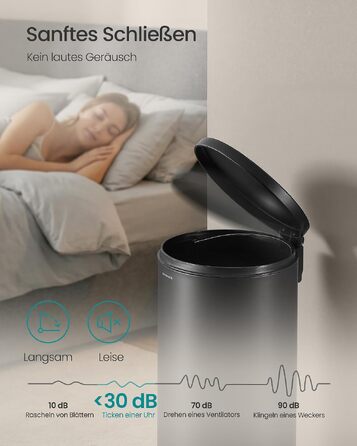Сміттєвий відро для кухні SONGMICS з кришкою та системою Soft-Close, 20 л, чорне