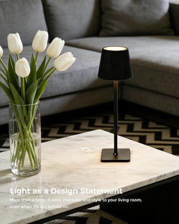 Світлодіодна настільна лампа бездротова LED для вулиці та дому, димована, з акумулятором 5200mAh, водонепроникна IP54, чорна