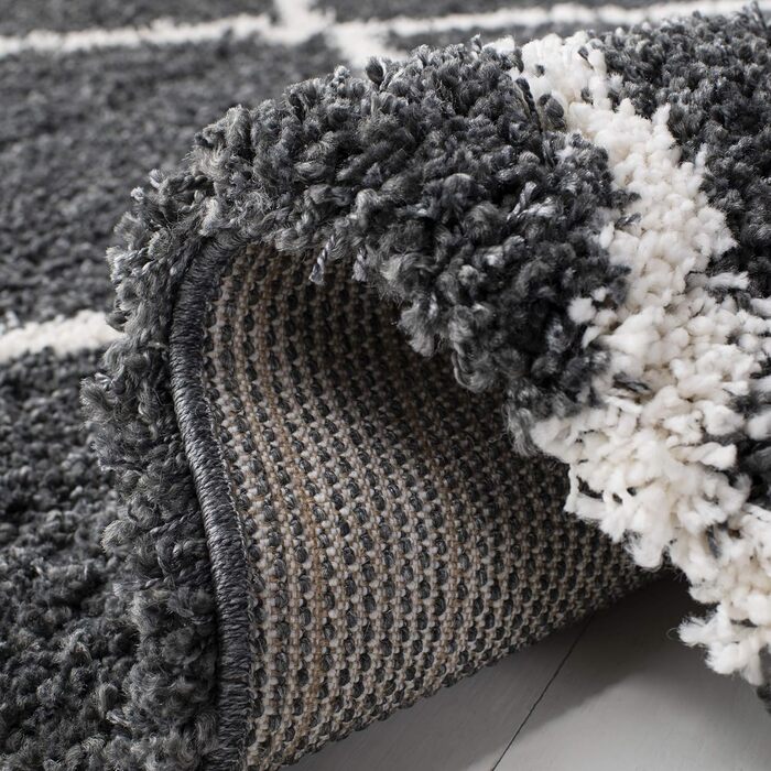 Килим SAFAVIEH Zottelig для вітальні, їдальні, спальні - колекція Hudson Shag, високий ворс, 183 x 274 см (91 x 152 см, прямокутний), темно-сірий та слонова кістка