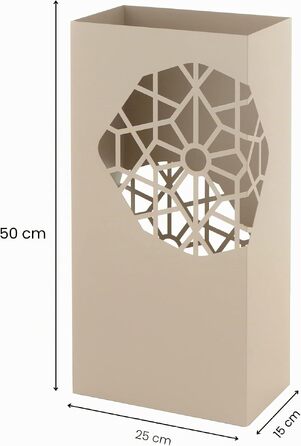 Підставка для парасольок Baroni Home Modernes Design з металу, квадратна, з 2 внутрішніми відсіками та знімним піддоном для води, сіро-бежева (taupe), 25x15x50 см