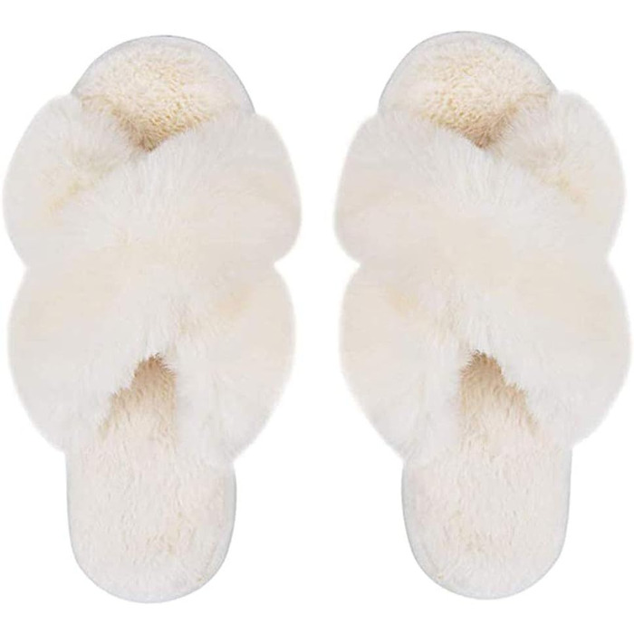 Тапочки жіночі зимові з плюшу, теплі, нековзні, зручні, білі, 39/40 EU