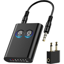 ORIA Bluetooth 5.3 Аудіоадаптер 2-в-1: для стереосистем, навушників, колонок, ноутбуків. Зарядка Type-C (Чорний)