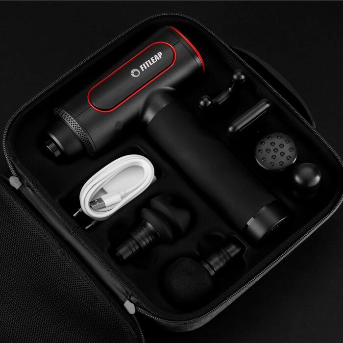 Масажний пістолет Fitleap Pro: 6 насадок, 6 режимів, 3200 об/хв, USB-C, для шиї, спини, плечей та ніг