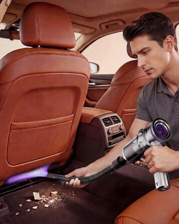 Акумуляторний автомобільний пилосос Handstaubsauger 28000PA безщітковий, 4-в-1, з великим контейнером для сміття, сріблясто-фіолетовий