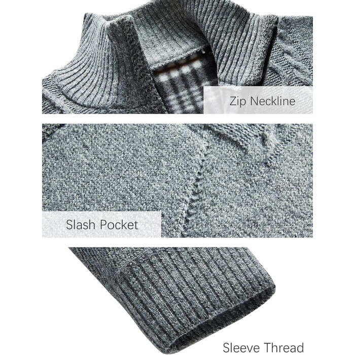 Чоловіча флісова куртка Les Umes з високим коміром, осінь-зима, Regular Fit, світло-сіра, 3XL