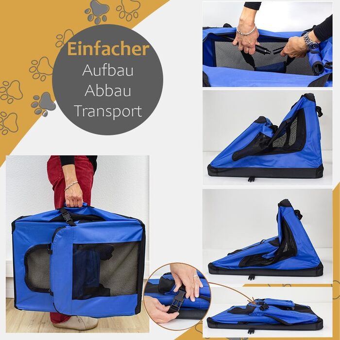 Складана переносна сумка-переноска для собак та котів Petigi (S, 50x35x36 см, блакитна)