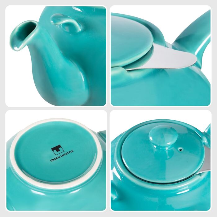 Керамічний чайник Urban Lifestyle LIVERPOOL з ситом із нержавіючої сталі, 1.1 л, бірюзовий